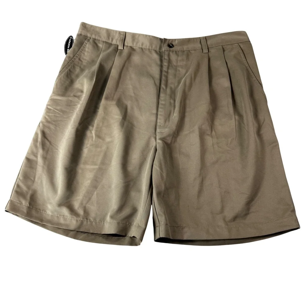 Croft & Barrow Golf Shorts Mens 38 Khaki NEW Microfiber Pleated CBS5110